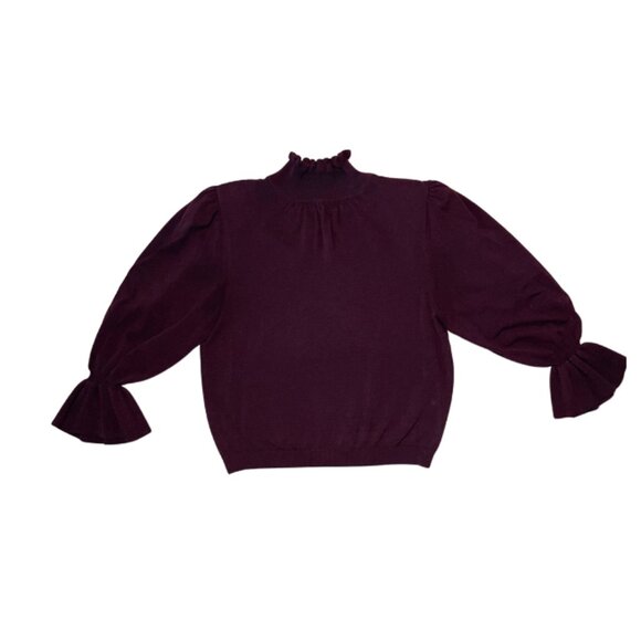 Women's BA&SH Light Knit Sweater, Size Small, Burgundy - Picture 7 of 8